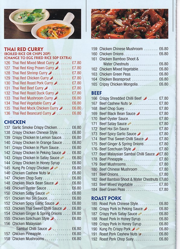 Menu of Bridgend Oriental