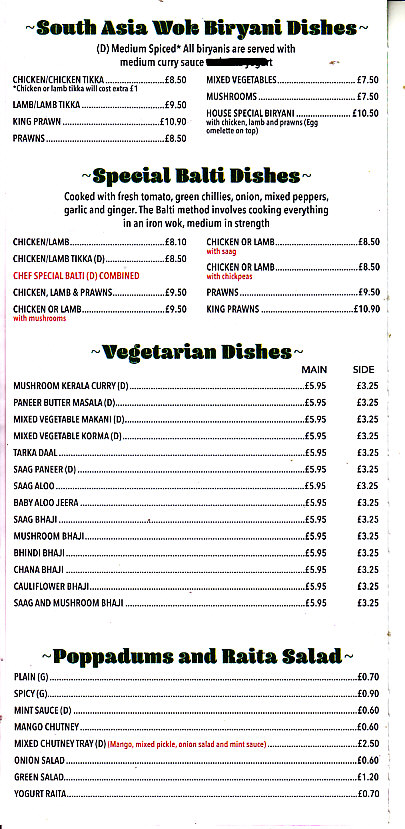 Exotic Shaad Indian menu bridgend