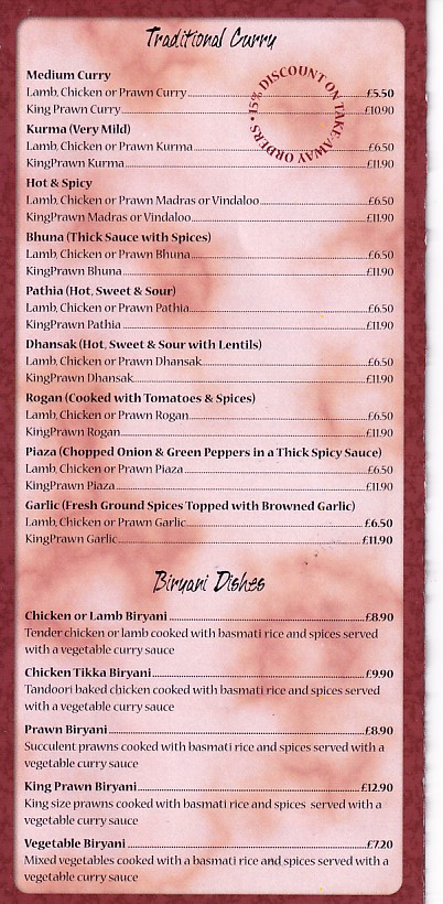 Menu of Jaipur Indian Takeaway Porthcawl